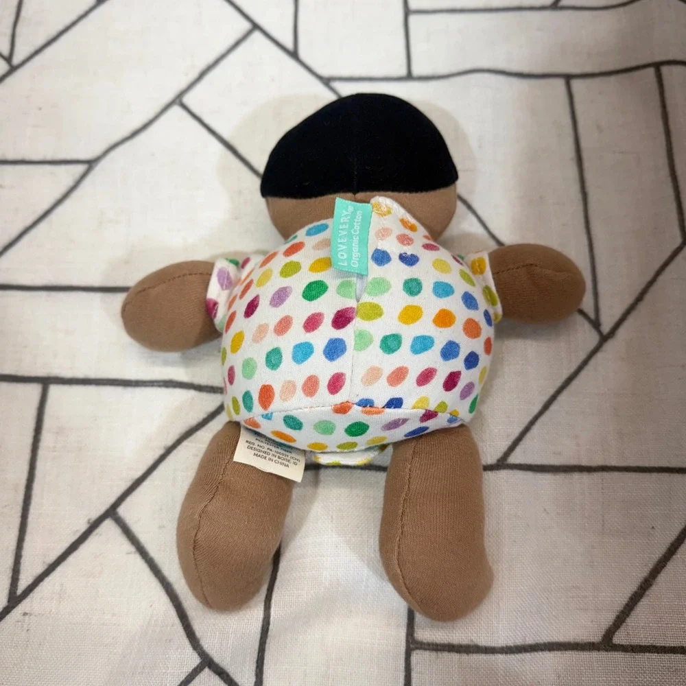 Lovevery Organic Cotton Baby Doll 7in Multicolor Polka Dot Sensory Plush Toy